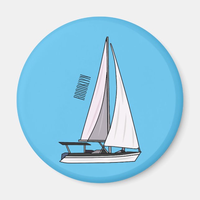 Cartoon Sailboat Magnet (Vorne)