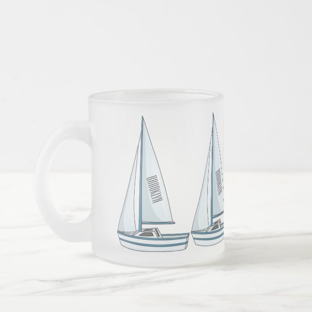 Cartoon Sailboat Mattglastasse (Links)