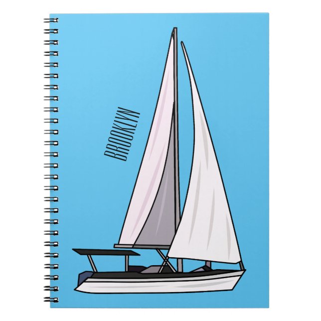 Cartoon Sailboat Notizblock (Vorderseite)