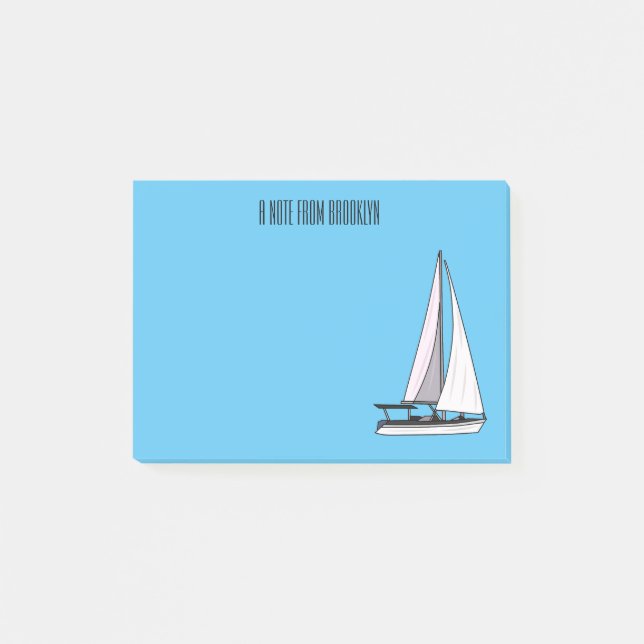 Cartoon Sailboat Post-it Klebezettel (Vorderseite)