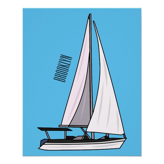 Cartoon Sailboat Poster (Vorderseite)
