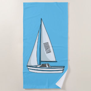 Cartoon Sailboat Strandtuch