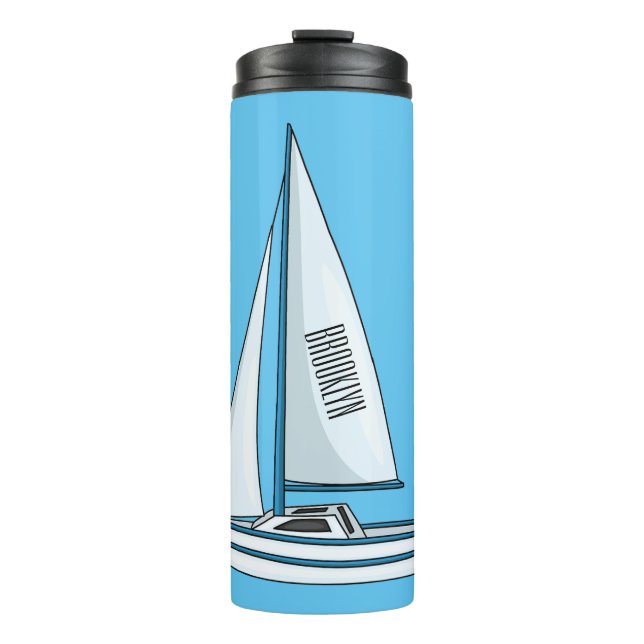 Cartoon Sailboat Thermosbecher (Vorderseite)