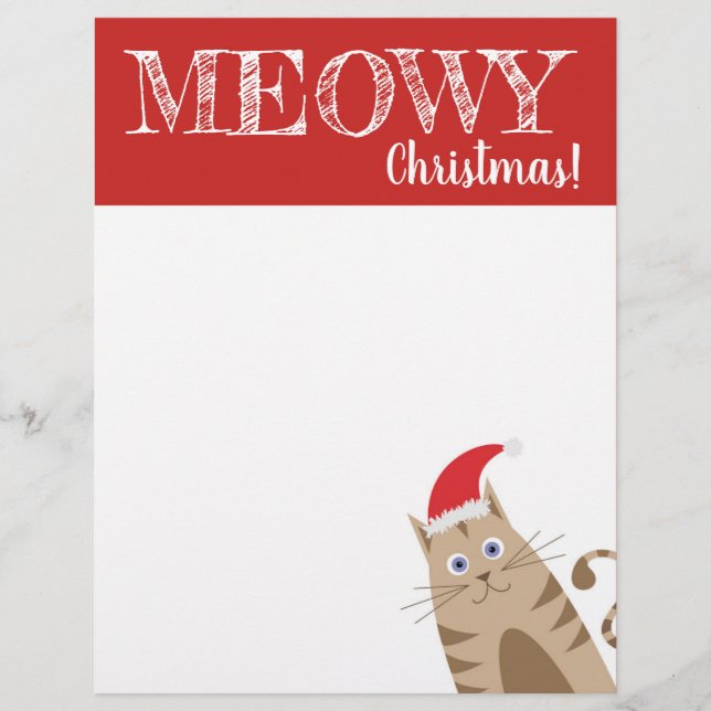 Cartoon santa claus cat pet fröhliche Weihnachten Briefbogen (Vorderseite)