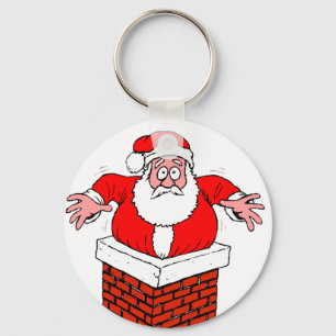 Cartoon Santa Claus got stuck in the chimney Schlüsselanhänger