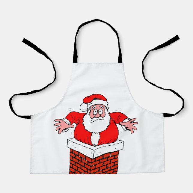 Cartoon Santa Claus got stuck in the chimney Schürze (Vorderseite)