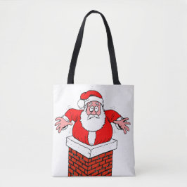 Cartoon Santa Claus got stuck in the chimney Tasche