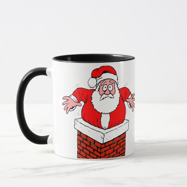 Cartoon Santa Claus got stuck in the chimney Tasse (Links)