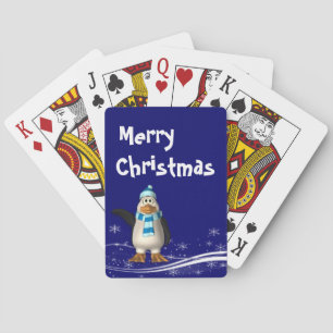 Cartoon Santa Claus Penguin Weihnachten Spielkarten