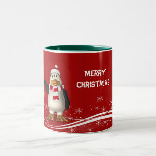 Cartoon Santa Claus Penguin Weihnachten Zweifarbige Tasse