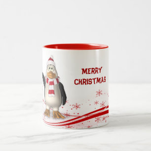 Cartoon Santa Claus Penguin Weihnachten Zweifarbige Tasse