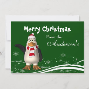 Cartoon Santa Claus PenguinWeihnachtsgrüße Karte