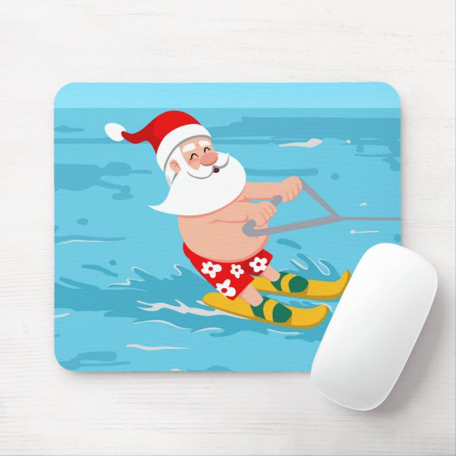 Cartoon Santa Claus water skiing Mousepad (Mit Mouse)