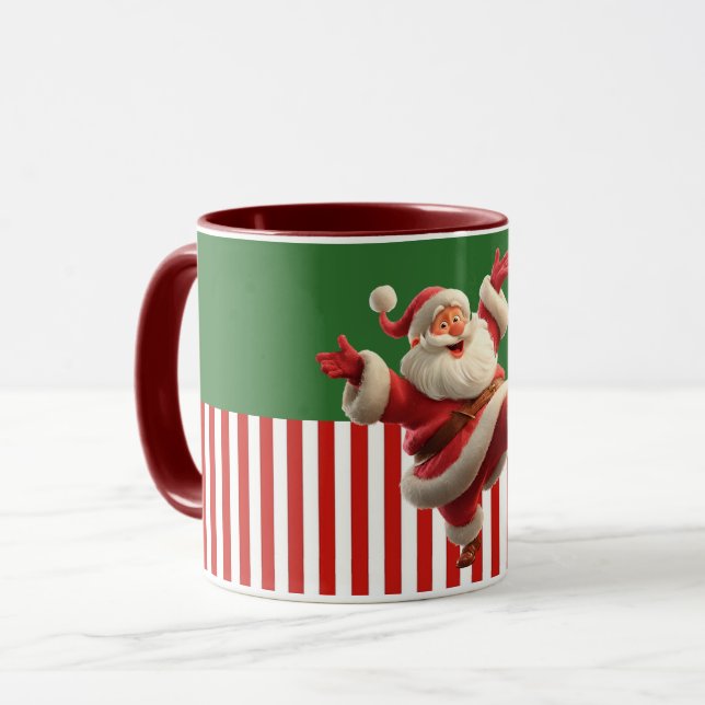 Cartoon Santa Dancing Joyfully Tasse (Vorderseite Links)