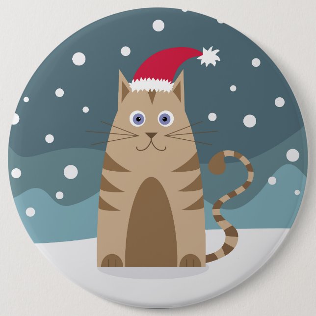 Cartoon Santa Katzenschneewittchen Button (Vorderseite)