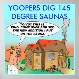 CARTOON-SAUNA-PLAKAT kennzeichnet Toivo u. Eino Poster