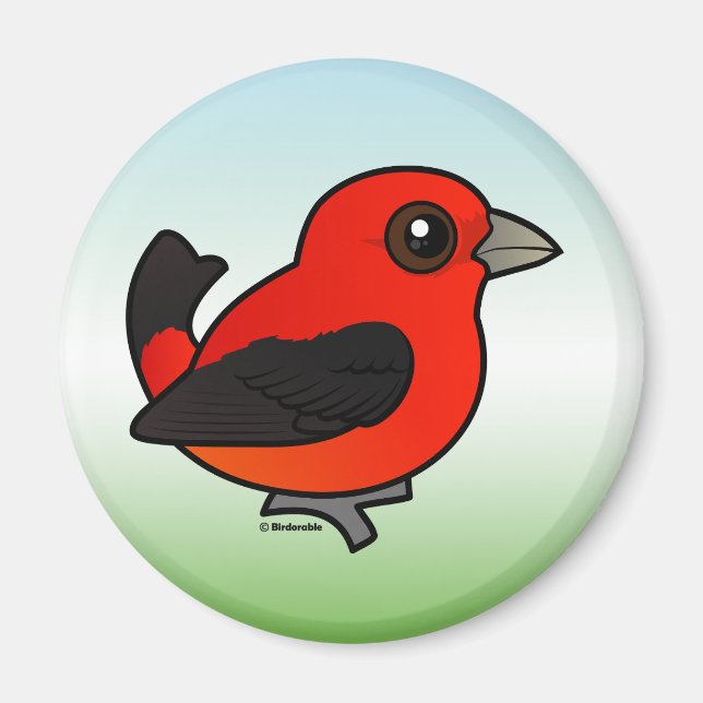 Cartoon Scarlet Tanager Magnet (Vorne)