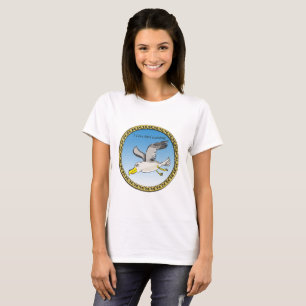 Cartoon-Schädel mit Goldrahmen über Kopf fliegen T-Shirt