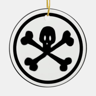 Cartoon-Schädel u. Knochen-Logo Keramik Ornament