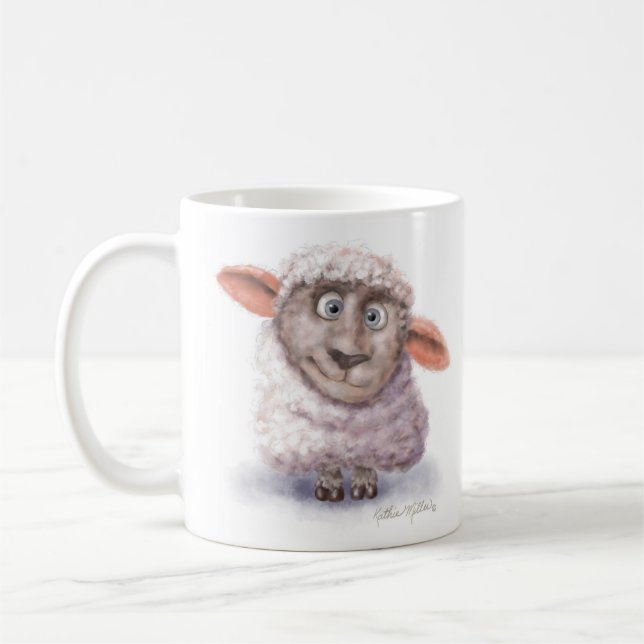 Cartoon-Schaf mit Wattebällen Kaffeetasse (Links)