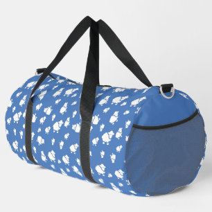 Cartoon Schafe auf blauem Hintergrund Duffle Bag