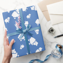 Cartoon Schafe auf blauem Hintergrund Geschenkpapier