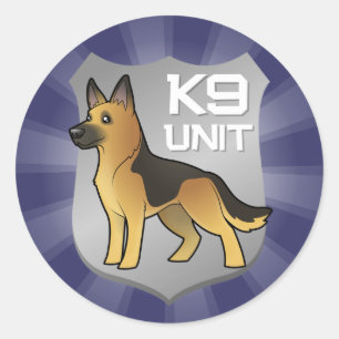 Cartoon-Schäferhund der Einheits-K9 Runder Aufkleber