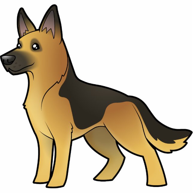 Cartoon-Schäferhund Fotoskulptur Magnet (Vorne)