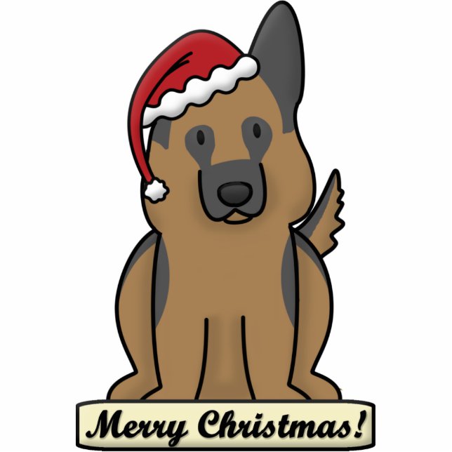 Cartoon-Schäferhund-Weihnachtsverzierung Fotoskulptur Ornament (Vorne)