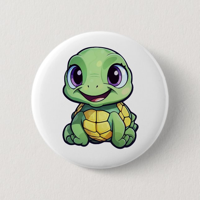 Cartoon-Schildkröte Button (Vorderseite)