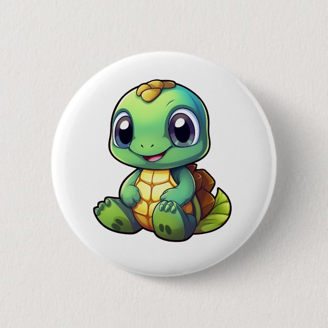 Cartoon-Schildkröte Button (Vorderseite)