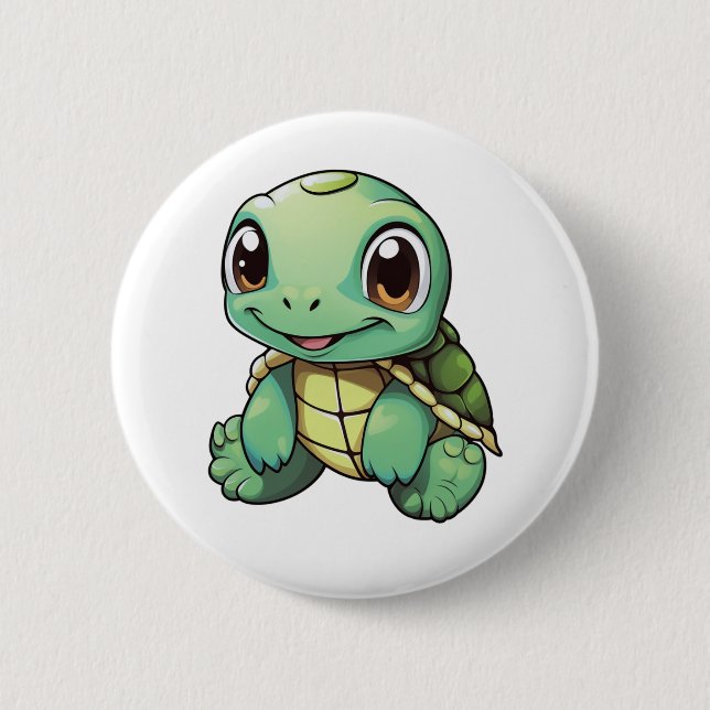 Cartoon-Schildkröte Button (Vorderseite)