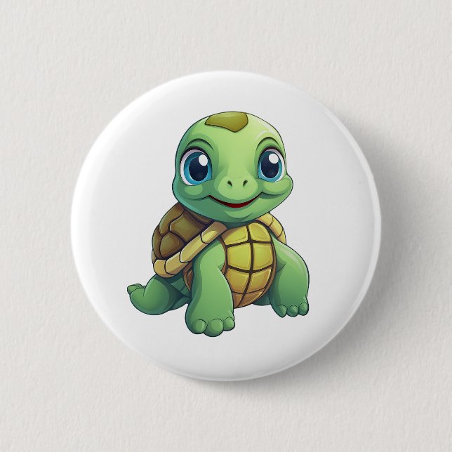Cartoon-Schildkröte Button (Vorderseite)
