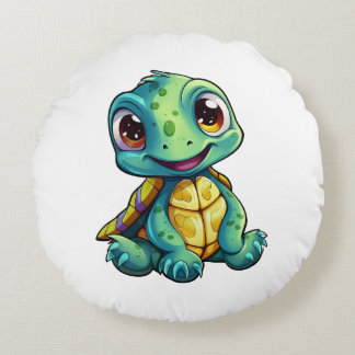 Cartoon-Schildkröte Rundes Kissen