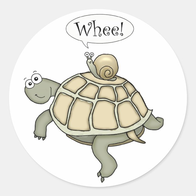 Cartoon Schildkröte und Schnecke Wheel! Spaß Aufkl Runder Aufkleber (Vorderseite)