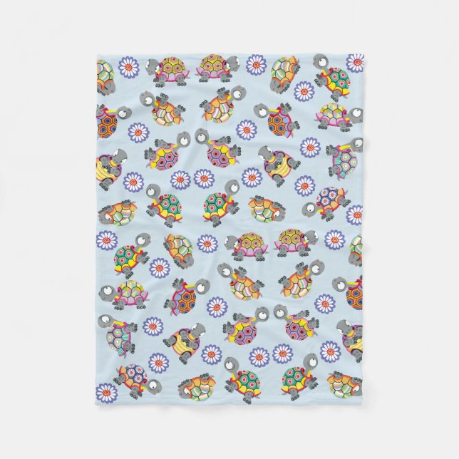 Cartoon-Schildkröten Fleecedecke (Vorderseite)