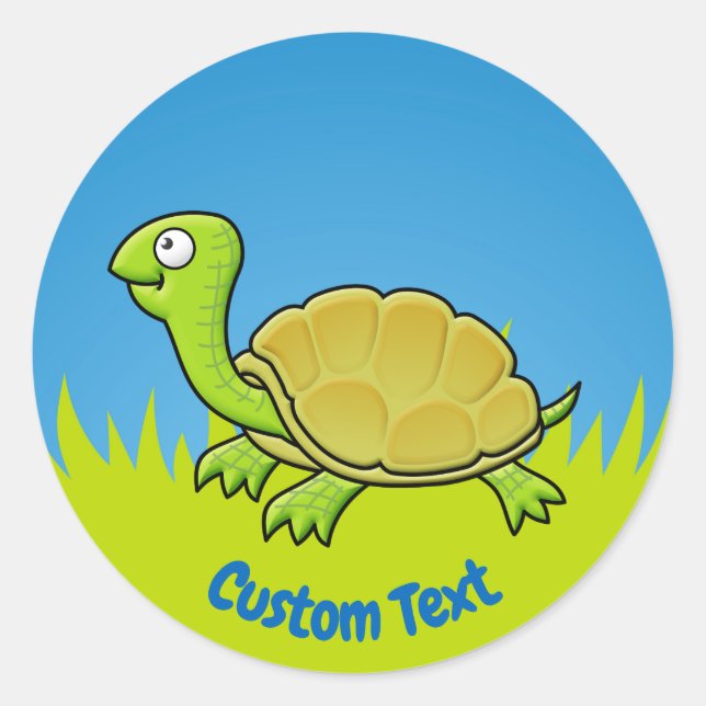 Cartoon Schildkrötenklassiker Rundsticker Runder Aufkleber (Vorderseite)