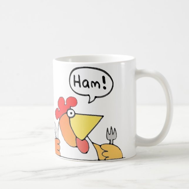 Cartoon-Schinken u. Ei-Frühstücks-Tasse Kaffeetasse (Rechts)