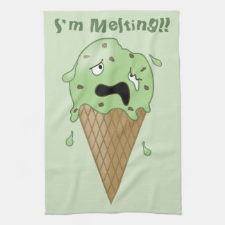 Cartoon-schmelzender Eiscreme-Kegel (ich schmelze) Küchentuch