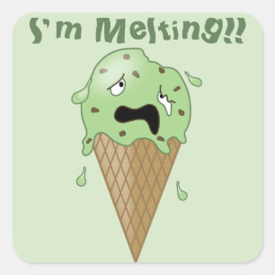Cartoon-schmelzender Eiscreme-Kegel (ich schmelze) Quadratischer Aufkleber