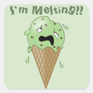 Cartoon-schmelzender Eiscreme-Kegel (ich schmelze) Quadratischer Aufkleber