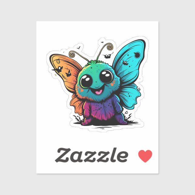 Cartoon-Schmetterling-mit-Schmetterling-Kopf Aufkleber (Blatt)