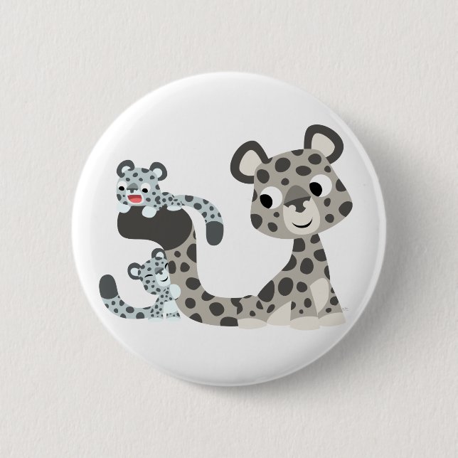 Cartoon-Schnee-Leopard-und CUB-Knopf-Abzeichen Button (Vorderseite)
