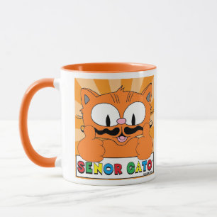 Cartoon-Schnurrbart-Katze Senor Gato Daumen hoch Tasse
