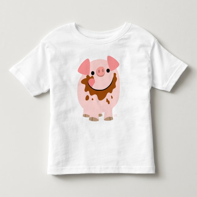 Cartoon-Schokoladen-Schweinkinderkleid Kleinkind T-shirt (Vorderseite)
