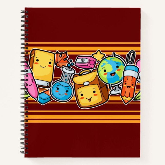 Cartoon School Icons Notizbuch (Vorderseite)
