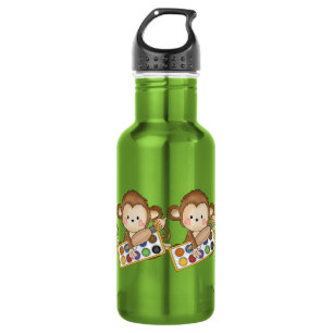 Cartoon School Monkey Edelstahlflasche