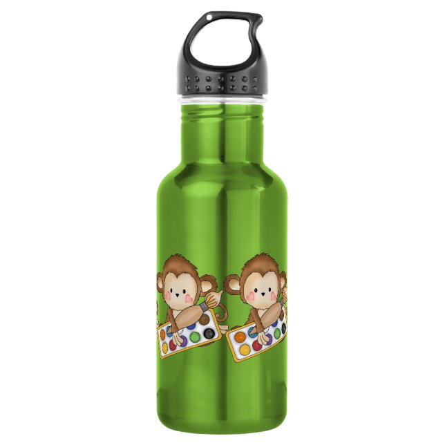 Cartoon School Monkey Edelstahlflasche (Vorderseite)