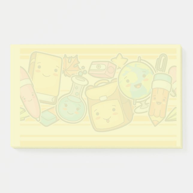 Cartoon School Supply Pattern Postit Notes Post-it Klebezettel (Vorderseite)