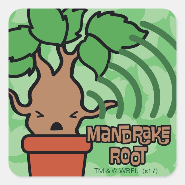 Cartoon-Schrei-Mandrake-Charakter-Art Quadratischer Aufkleber (Vorderseite)